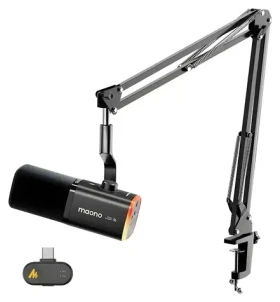 Maono PD100WS černá / Dynamický mikrofon / bezdrátový / USB-C / 50 - 16000 Hz / RGB (PD100WS Black)