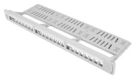 Lanberg patch panel pro Keystone šedý / Patch panel / 24 portů / 1U / 19" / neosazený s organizérem (PPKS-1124-S)
