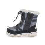 Dětské zimní boty s kožíškem ICEFOX, stahování, boční zip, BUGGA, B00171-10, černá - 30
