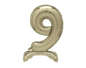 Balónek fóliový číslo 9 zlaté stojící 70 cm Balónek fóliový číslo 9 zlaté stojící 70 cm