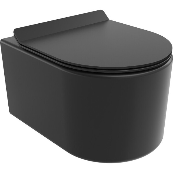 MEXEN/S - Sofia Závěsná WC mísa Rimless Tornado včetně sedátka s slow slim, duroplast, černá mat 30540185T