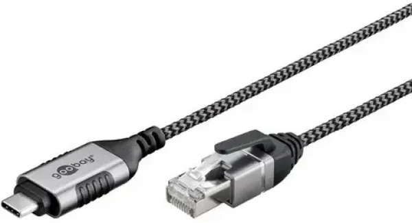 Goobay 74404 černá/šedá / Redukce USB-C na RJ-45 / 1 Gb/s / 3 m (74404)