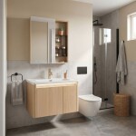 REA - Sada koupelnového nábytku s umyvadlem Sora DE07-70 Oak 70CM REA-M0608