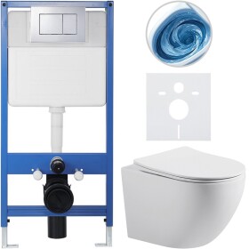 CERANO Kompletní WC set Profi/Cesso - bílá matná - WC tlačítko Classic/Chrom - předstěnová instalace - 49x36 cm - 8050BD95