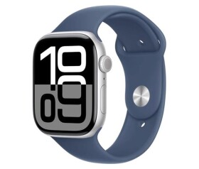 Apple Watch Series 10 46mm Cellular stříbrný hliník s denimovým sportovním řemínkem M/L MWY13QC/A EDF_1218028