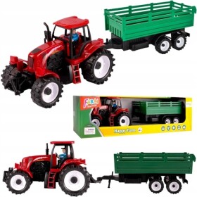 MalPlay TRAKTOR FARMÁŘSKÝ 47cm S ODNÍMATELNÝM PŘÍVĚSEM + FIGURKA FARMÁŘE