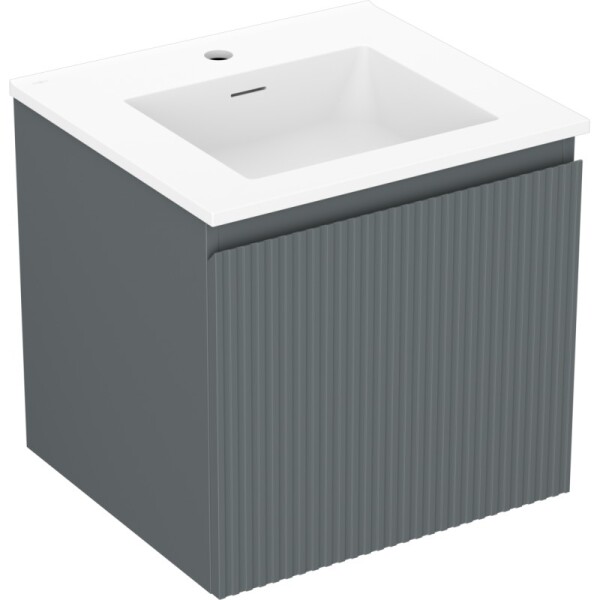 MEXEN/S - Rivel koupelnová skříňka 50 cm s umyvadlem Otis, 1 šuplík, reliéf , grafit mat/bílá mat 91A20-05047-1-BF66-W18M01