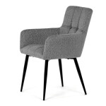Židle jídelní, světle šedá látka, černý kov