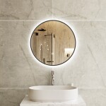 Erga Emma, kulaté LED zrcadlo 50cm, černý kovový rám, 1150 lm, 6500K, zadní osvětlení, ERG-V01-201-5050-BK