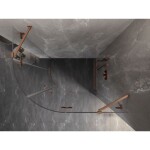 MEXEN/S - Lunar sprchový kout čtvrtkruh křídlový pravá 90 x 70, transparent, měď kartáčovaná 833-090P-070L-65-00