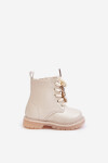 Zateplené dětské boty s medvídkem na zip béžové Enchanta 35