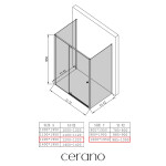 CERANO - Třístěnný sprchový kout Santini U L/P - 6 mm - černá matná, transparentní sklo - 120x100x195 - pivotový CER-8050BD7874
