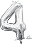 Amscan Balónek foliový narozeniny číslo 4 stříbrný 35 cm Amscan Balónek foliový narozeniny číslo 4 stříbrný 35 cm