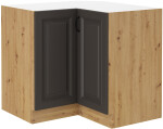 Spodní rohová skříňka Stilo 90x90 ND 2F BB Barva korpusu: Dub artisan, Barva dvířek: Grafit