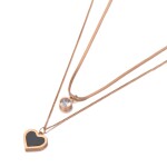 Ocelový dvojitý náhrdelník Madeleine Gold - ocel, zirkon, srdce, Zlatá 39 cm + 5 cm (prodloužení)