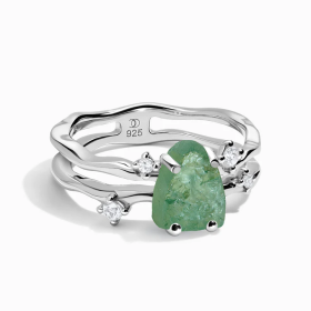 Royal Fashion rhodiovaný prsten SKA-R002-SILVER-GREENAPATITE Velikost: 6 (EU: 51-53)