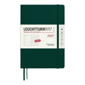 Týdenní plánovač & Zápisník Forest Green, tečkovaný Medium A5 2027, anglicky