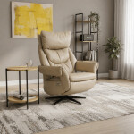 Relaxační křeslo, elektrické zabudované ovládání, krémová, kůže,TV-B3980 CRM3