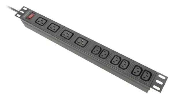 Lanberg PDU černá / Zásuvková lišta do racku / 1U / 19" / 4x IEC C19 + 6x IEC C13 / IEC C20 / 16 A / 2 m (PDU-04I1906I-0200-C20-BK)