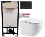 DEANTE Podomítkový rám, pro závěsné WC mísy + SLIM tlačítko černé + WC INVENA LIMNOS /VÍROVÉ SPLACH/ WITH SOFT, včetně soft/close sedátka CST_WC01 N51P LI1