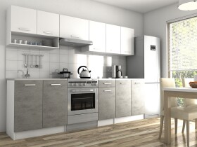 FRONTI Kuchyňská linka LUIZA II 260x200 - Bílá + beton