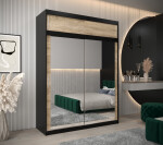 Šatní skříň Abi T3 s nástavcem Barva korpusu: Černá, Rozměry: 150 cm, Dveře: Černá