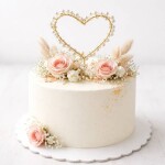 Dortisimo Zápich do dortu zlatý Srdce s bílými perlami