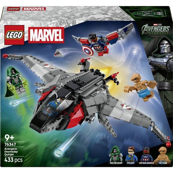76347 LEGO® MARVEL SUPER HEROES Avengers: Doomsday Quinjet; stavebnice s minifigurami od Captain America, Zyklop, Doktor Doom a The Thing