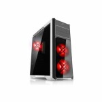 EVOLVEO Ray 4 CR černo-červená / ATX / 2x USB 2.0 + 1x USB 3.0 / 3x 120 mm (LED) / bez zdroje / průhledná bočnice (CAER4CR)