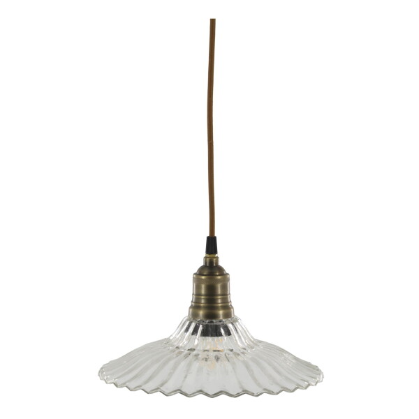 Chic Antique Stropní lampa Clear Brass Top Ø 26 cm, čirá barva, sklo, kov