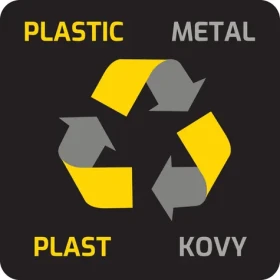Samolepka na odpadkový koš BLACK plast-kov černá / Samolepka / 12x12 cm / CZ/EN