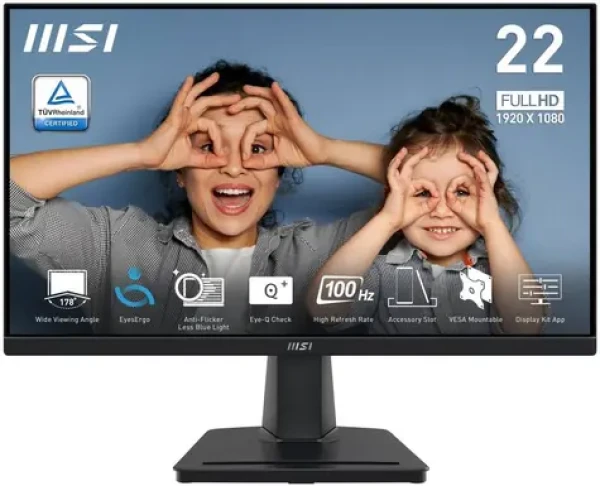 21.45" MSI PRO MP225V černá / 1920 x 1080 / VA / 16:9 / 1ms / 4000:1 / 300cd-m2 / HDMI + VGA / VESA (PRO MP225V)