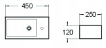 MEXEN - Inez umyvadlo na desku vlevo 45x25 cm, bílá 21434500L