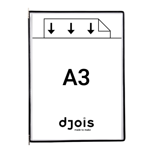 Djois závěsný rámeček s kapsou, A3, otevřený shora, černý, 10 ks