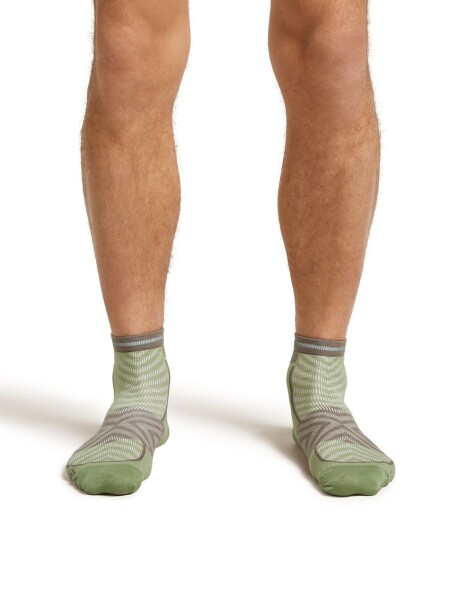 Pánské merino ponožky ICEBREAKER Mens Run+ Ultralight Mini, Lichen/Porcini velikost: 39-41,5 (S)