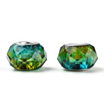 Korálky evropského typu - 14 x 8,5 mm - dvoubarevné - 1 ks Dvě barvy: Červenobílá