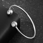 Pevný bangles náramek Iva Gold - ocel, zirkon, Zlatá