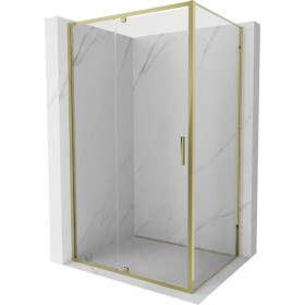 MEXEN/S - Exo sprchový kout dveře křídlové 125 x 75, transparent, zlato 819-125-075-50-00