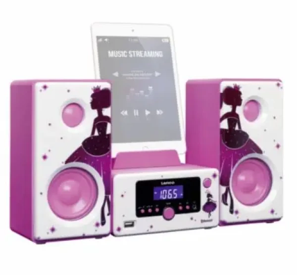 Lenco MC-020 Princess růžová / mikrosystém pro děti / FM Rádio / BT / USB (MC-020P)