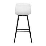 Židle barová, bílá látka, čtyřnohá kovová podnož, černý mat