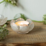 Storefactory Skleněný svícen na čajovou svíčku Visingsö Greige 7 cm, béžová barva, sklo