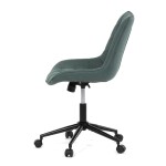 Židle kancelářská, zelená látka v dekoru broušené kůže, černý kovový kříž