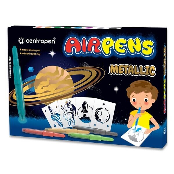 Centropen Metallic Colours foukací fixy sada 8 ks se šablonami