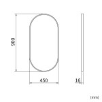 Erga Oval, oválné zrcadlo 45x90cm, černý rám, ERG-V01-OVAL-4590-BK