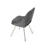 Židle jídelní, šedá látka, kovové nohy, broušená nerez.