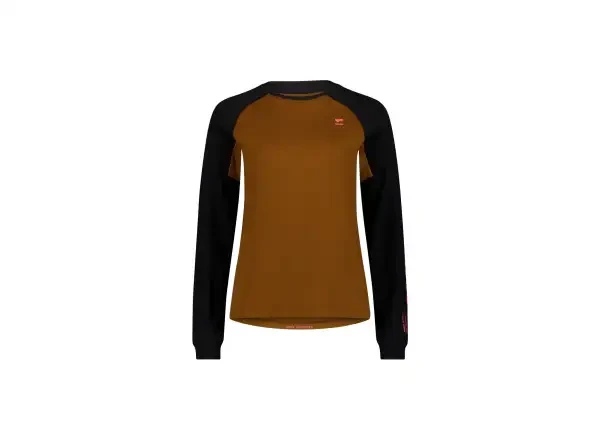 Mons Royale Tarn Merino dámské triko dlouhý rukáv Caramel / Black vel. L