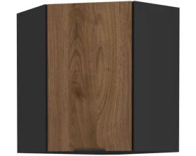 Horní rohová kuchyňská skříňka Monza, 60/60 cm, ořech/černá