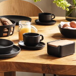 Eva Solo Kameninová máslenka Black / Oak Wood, černá barva, dřevo, porcelán