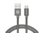 Swissten 71522202 USB 2.0, zástrčka A - zástrčka micro B, opletený, 1,2m, šedý