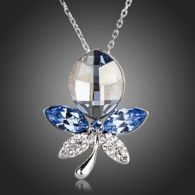 Náhrdelník Swarovski Elements Rocca - květina, Světle modrá 39 cm + 3 cm (prodloužení)